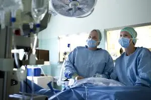 Två veterinärer under operation på Strömsholms djursjukhus